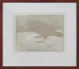 J. Mankes, kraai, Jan Mankes 1889-1920 schreeuwende kraai, houtsnede op papier 24x18cm