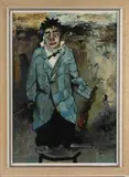 clown met viool by Jan Kelderman, clown met viool, olieverf op linnen, Jan Kelderman, clown met viool, olieverf op linnen, sold Oct 2016