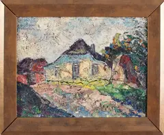 P. van den Braken, boerderijtje, Peter van den Braken 1896-1979, boerderij, olieverf op linnen 40x30cm