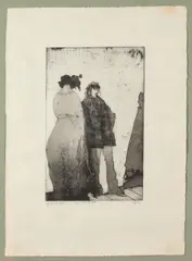 litho by Fr. Melchers, Melchers '77 Duitse school, 2 Italiaanse figuren, litho op papier, sold Oct 2016