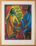 B. Brugman, Christus met man, Pastel op papier