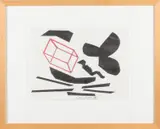 Onduidelijk gesigneerd, modern, Onduidelijk gesigneerd modern '96 verso Joop Stoop Deventer, abstracte compositie, tekening op papier 32x23cm