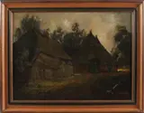 Ferdinand Boersma, boerderij, Ferdinand Boersma Hengelo 1906-1979 Twentse boerderij, olieverf op paneel 65x48cm Cond:G