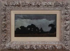 Toon de Jong, landschap, olieverf op paneel 21x12cm, landschap, Toon de Jong, landschap, olieverf op paneel 21x12cm