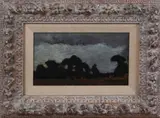 landschap by Toon de Jong, landschap, olieverf op paneel 21x12cm, Toon de Jong, landschap, olieverf op paneel 21x12cm, sold Apr 2016