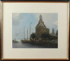 Adriaan Terhell, Enkhuizen, J. le Blanc pseudoniem Alexander Terhell 1863-1949 Enkhuizen Gouache op papier 38x28cm Cond:G