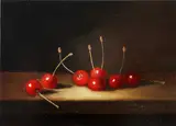 kersen by C. Cornelisz, Cornelisz (21e eeuw), olieverf op paneel, stilleven met kersen 13x18cm, sold Jan 2016