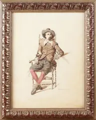 H. ten Kate, zittende edelman, Herman ten Kate, dec 1864 man met brief in stoel, aquarel op papier 30x37cm Cond:G