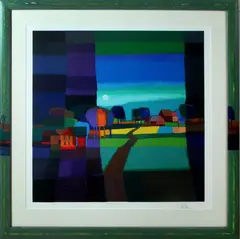 Ton Schulten, groot, Ton Schulten nr81/180 1938 Ootmarsum, titel: Op weg 2000 (handgesigneerd) zeefdruk op papier 85x90cm Cond:G