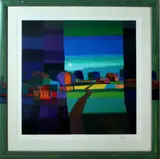 Ton Schulten, groot, Ton Schulten nr81/180 1938 Ootmarsum, titel: Op weg 2000 (handgesigneerd) zeefdruk op papier 85x90cm Cond:G