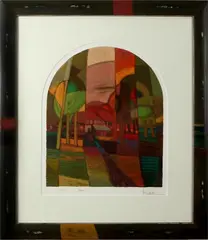 Ton Schulten nr, zeefdruk op papier, 4/200 (1938 Ootmarsum), zeefdruk op papier, "Herfst 1995", handgesigneerd 50x40cm