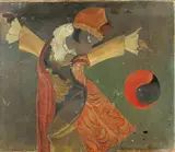 pop met bal by Ongesigneerd omstreeks 1920 pop met bal olieverf op paneel, Ongesigneerd omstreeks 1920 pop met bal olieverf op paneel, sold Oct 2015