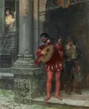 Carl Ludwig Becker, Das nächtliche Ständchen, Öl auf Leinwand