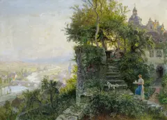 Hermann Schnee, Sommerabend an der Mosel, Öl auf Leinwand