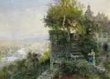 Hermann Schnee, Sommerabend an der Mosel, Öl auf Leinwand