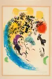 Marc Chagall, Les amoureux au soleil rouge, Farblithografie auf Arches (Wasserzeichen)