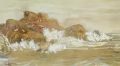 Eugen Dücker, Brandung, Gouache auf Papier