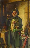 Hermann Armin Kern, "Botanikers Lieblingsblume", Öl auf Holz
