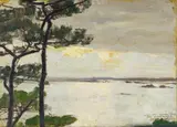 Marco de Gastyne, Mediterrane Küstenlandschaft, Öl auf Holz