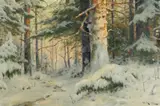 Walter Moras, Abendlicht in tief verschneitem Wald