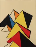 Pyramids by Alexander Calder, circa 1970, Lithograph in colors, on Arches paper, the full sheet, sold Dec 2020