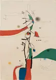 Joan Miró, Demi-Mondaine à sa fenêtre (Small Socialite at her Window), 1975, Etching and aquatint in colors, on Arches paper, the full sheet