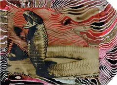 Tsavo, July by Peter Beard, 1960, Polaroid print with ink, paint and metallic paint, executed later, sold Jul 2020