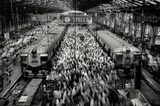 Sebastião Salgado, Churchgate Station, Western Railroad Line, Bombay, India, 1995, Gelatin silver print, printed later
