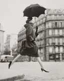 Carmen, Homage to Munkácsi, Coat by Cardin, Place François-Premier, Paris, August by Richard Avedon, 1957, Gelatin silver print from Avedon/Paris , printed 1978, sold Oct 2020