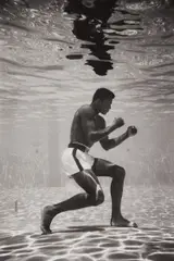 Ali Underwater by Flip Schulke, 1961, Gelatin silver print, mounted, printed later, sold Oct 2020