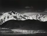 Winter Sunrise, Sierra Nevada from Lone Pine, California by Ansel Adams, 1944, Gelatin silver print, printed 1973-1977, sold Oct 2020