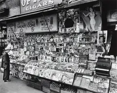 Newsstand, 32nd Street and 3rd Avenue by Berenice Abbott, 1935, Gelatin silver print, printed later, sold Oct 2020