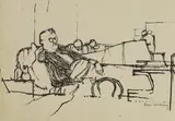 David Hockney, Untitled, pen and ink heightened with white 38 x 56cm