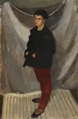 Keith Critchlow, Untitled, 'Red Trousers' oil on canvas 76 x 50.5cm Exhibited: Royal Academy Summer Exhibition