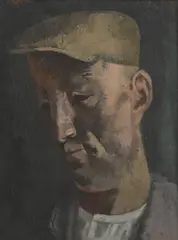 Reginald Brill, Untitled, Head of a miner oil on board