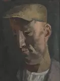 Reginald Brill, Untitled, Head of a miner oil on board