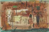 John Piper, Untitled, crayon and watercolour on squared paper 21.5 x 33cm