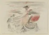 Paul Nash, Untitled, Phoenix pencil and coloured crayon 9 x 13cm