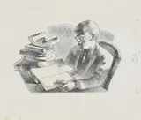 Barnett Freedman, Untitled, together with: An illustration of scrolls pen and ink 7.5 x 16cm; Violin etching