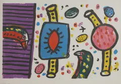 Untitled by Alan Davie, 'Bird Noises' lithograph in colours, sold Oct 2024