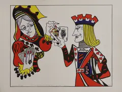 Edwina Sandys, Untitled, 'Cardplayers' lithograph in colours
