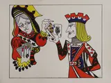 Edwina Sandys, Untitled, 'Cardplayers' lithograph in colours