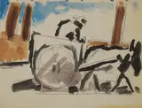 Josef Herman, Untitled, brush and ink and watercolour 17.5 x 22.5cm