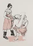 Dame Paula Rego, Untitled, 'The Unicorn Artist' lithograph in colours