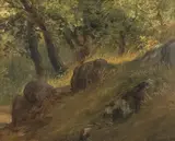 Ivan Shishkin, A study of a forest clearing, oil on board