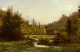 Henri Harpignies, Paysage, oil on canvas laid down