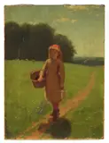 Samuel S. Carr, A girl on the way to the market, oil on canvas