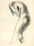 Nude study by Emil Kosa Jr., charcoal on paper, offered Jun 2012