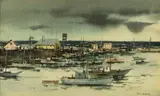Paul Sample, Harbor scene, watercolor on paper