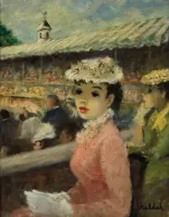 Huldah Cherry Jeffe, Watching Tennis Matches at Newport, 1950, oil on canvas